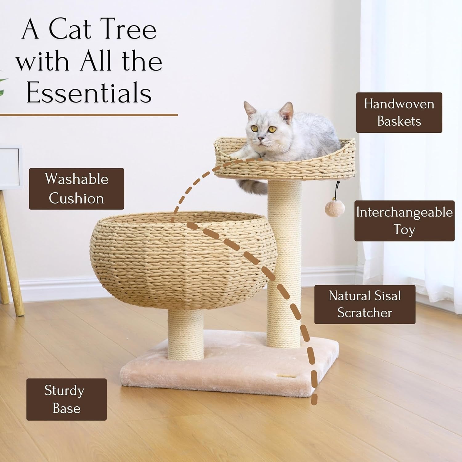 New Paper Rope Natural Bowl Shaped with Perch Cat Tree…